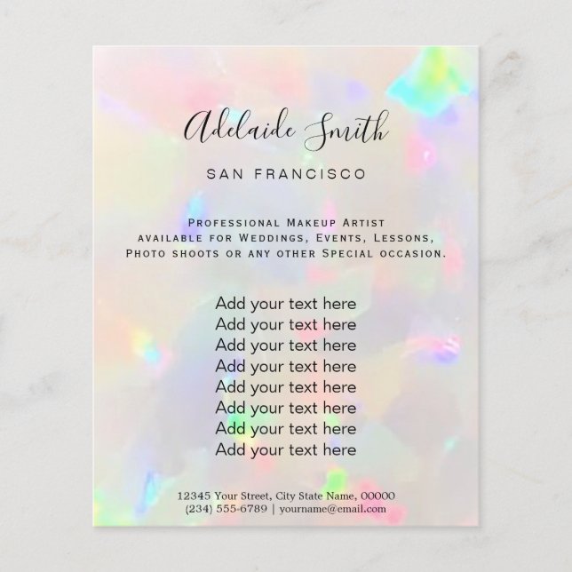 Prospectus 11,4 Cm X 14,2 Cm texture opale (Devant)