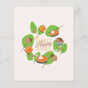Prospectus 11,4 Cm X 14,2 Cm Thanksgiving Dinner Turkey Pumpkin Fall Greenery 
