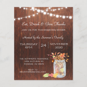 Prospectus 11,4 Cm X 14,2 Cm Thanksgiving Mason Jar illumine Wood Rustique Invi