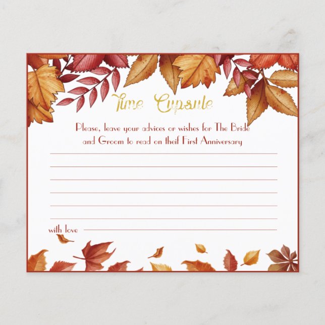 Prospectus 11,4 Cm X 14,2 Cm Time Capsule Conseil Couple Fête des mariées Carte (Devant)