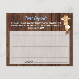 Prospectus 11,4 Cm X 14,2 Cm Time Capsule Conseil pour bébé Cowboy Douche Card