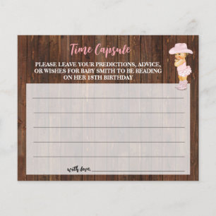 Prospectus 11,4 Cm X 14,2 Cm Time Capsule Conseil pour bébé Cowgirl Shower Card