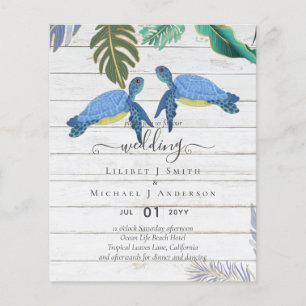 Prospectus 11,4 Cm X 14,2 Cm Tortues de mer Mariage bleu jaune