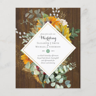 Prospectus 11,4 Cm X 14,2 Cm Tournesols Rustiques Eucalyptus Greenery Mariage I