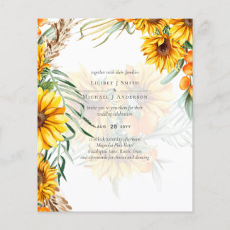Prospectus 11,4 Cm X 14,2 Cm Tournesols Rustiques Pampas Grass Dusty Mariage Ro