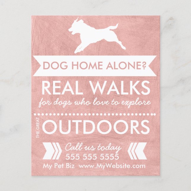 Prospectus 11,4 Cm X 14,2 Cm Trendy Pink Chien Silhouette Chien Walker Flyer (Devant)