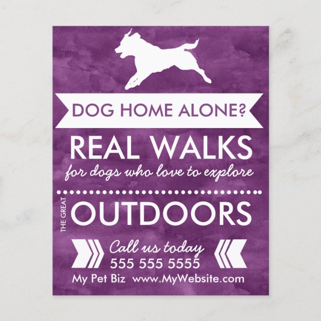 Prospectus 11,4 Cm X 14,2 Cm Trendy Purple Chien Silhouette Chien Walker Flyer (Devant)
