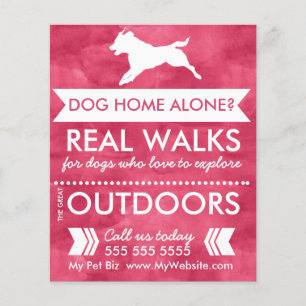 Prospectus 11,4 Cm X 14,2 Cm Trendy Red Dog Silhouette Dog Walker Flyer