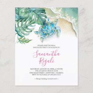 Prospectus 11,4 Cm X 14,2 Cm Tropical Budget Sweet 16 Anniversaire Fête Invitat
