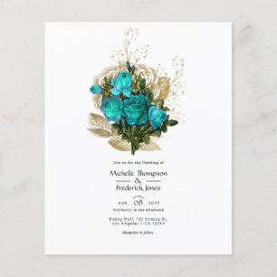 Prospectus 11,4 Cm X 14,2 Cm Turquoise vintage - Mariage Floral Turquoise et Or