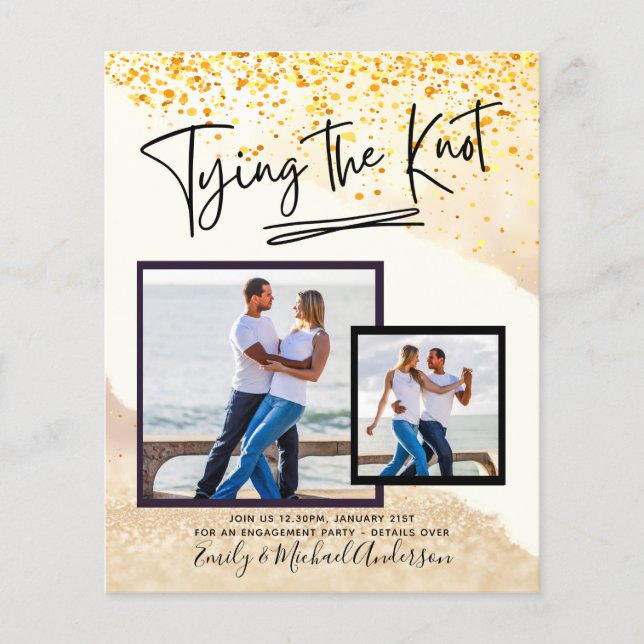 Prospectus 11,4 Cm X 14,2 Cm Tying The Knot - Photo Engagement Party Invitation (Devant)