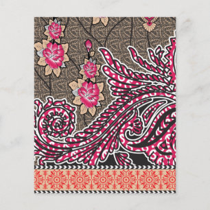 Prospectus 11,4 Cm X 14,2 Cm un design d'un motif paisley rose et marron