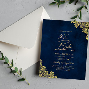 Prospectus 11,4 Cm X 14,2 Cm Un mariage tout en 1 en dentelle d'or invite QR Co