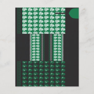 Prospectus 11,4 Cm X 14,2 Cm un motif vert et noir avec un arbre au milieu