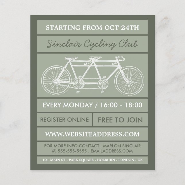 Prospectus 11,4 Cm X 14,2 Cm Vélo Tandem, Cycling Club Annonce Circulaire (Devant)