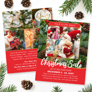 Prospectus 11,4 Cm X 14,2 Cm Vente de Noël Shopping Fête Affaires Rouge