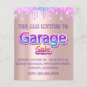 Prospectus 11,4 Cm X 14,2 Cm Vente Garage Vente Holographe gouttes rose