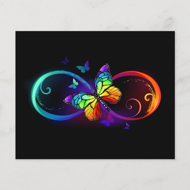 Prospectus 11,4 Cm X 14,2 Cm Vibrant infinity with rainbow butterfly on black (Devant)