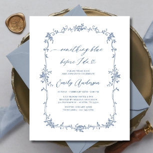 Prospectus 11,4 Cm X 14,2 Cm Victorian Quelque chose Bleu Fête des mariées fran