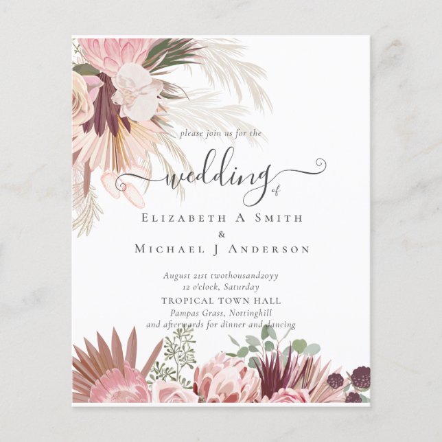 Prospectus 11,4 Cm X 14,2 Cm Vin de Bourgogne Pampas Grass Mariage Tropical (Devant)