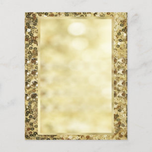 Prospectus 11,4 Cm X 14,2 Cm Vintage Sequin Gold Bokeh Modèle