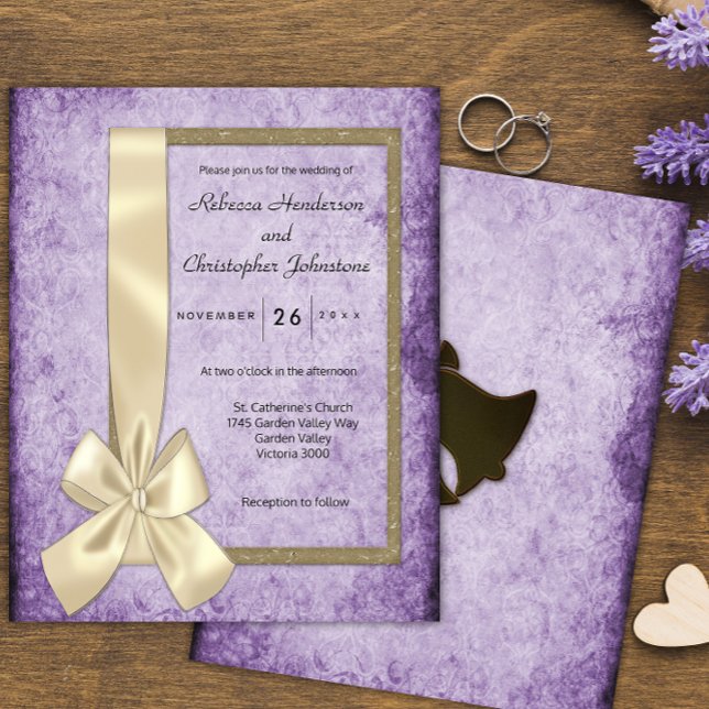 Prospectus 11,4 Cm X 14,2 Cm Violet Vintage budget, invitation de mariage au ru (Créateur téléchargé)