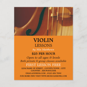 Prospectus 11,4 Cm X 14,2 Cm Violin Strings, Violin Lessons Advertising