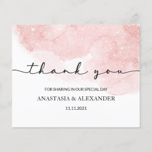 Prospectus 11,4 Cm X 14,2 Cm Watercolor thank you card. Flyer