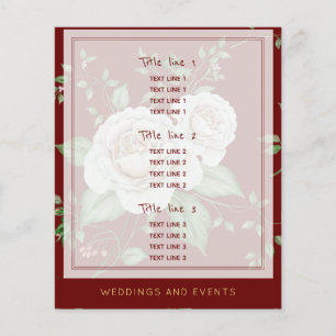 Prospectus 11,4 Cm X 14,2 Cm Wedding planner   Red Burgundy Gold Rose Modèle