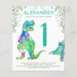 Prospectus 11,4 Cm X 14,2 Cm Wild One T Rex 1er Anniversaire Fête Invitation