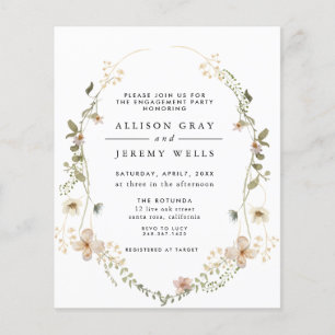 Prospectus 11,4 Cm X 14,2 Cm Wildflower Engagement Party Invitation Flyer