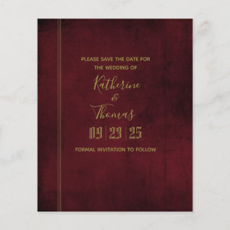 Prospectus 11,4 Cm X 14,2 Cm Wine & Gold Regal Économisez La Date Budget Flyer