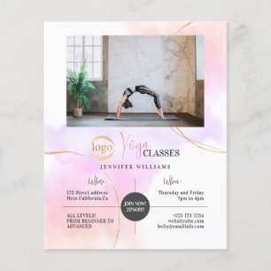 Prospectus 11,4 Cm X 14,2 Cm Yoga Classes Photo Logo Aquarelle Rose Gold Chic