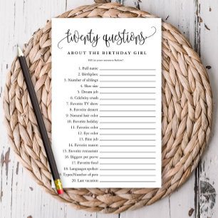 Prospectus 14 Cm X 21,6 Cm 20 Questions Black/White Paper Party Game Card