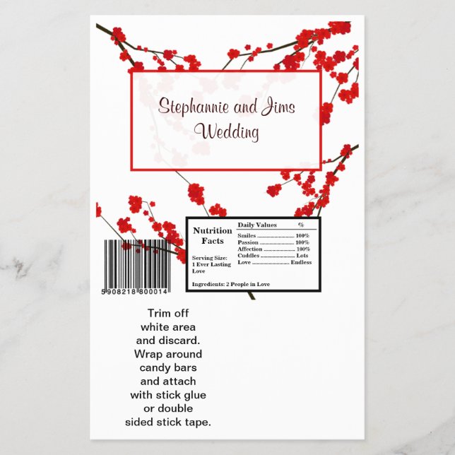 Prospectus 14 Cm X 21,6 Cm 2 Hérshey's Grand Bar Wrapper Red Cherry Blossom (Devant)