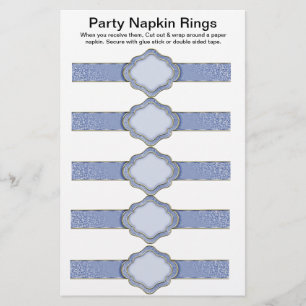 Prospectus 14 Cm X 21,6 Cm 5 par feuille Bleu Ribbon Papier Anneaux de Napkin