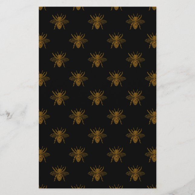 Prospectus 14 Cm X 21,6 Cm Abeilles en feuille métallique dorée sur fond noir (Devant)