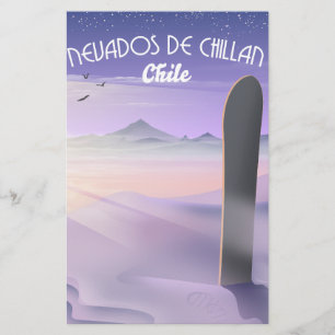 Prospectus 14 Cm X 21,6 Cm Affiche de snowboard à Nevados de Chillan, Chili.