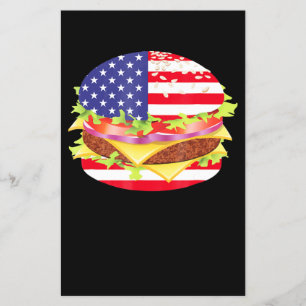Prospectus 14 Cm X 21,6 Cm Amateurs de barbecue Hamburger USA Drapeau 4 jui