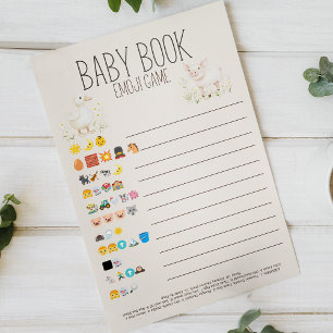 Prospectus 14 Cm X 21,6 Cm Animaux de ferme Baby shower livre bébé Emoji Jeu