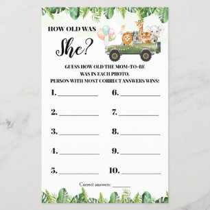 Prospectus 14 Cm X 21,6 Cm Animaux de la Savane Carte pour Baby Shower de She