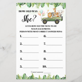 Prospectus 14 Cm X 21,6 Cm Animaux de la Savane Carte pour Baby Shower de She