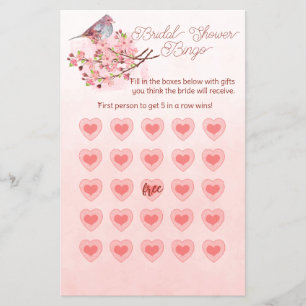Prospectus 14 Cm X 21,6 Cm Aquarelle rose Cerisier Blossoms Bride Bingo