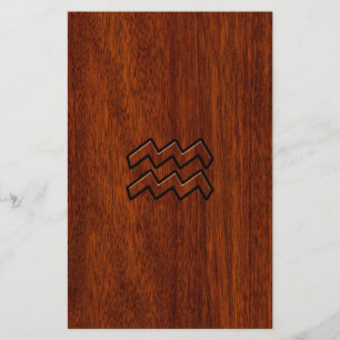 Prospectus 14 Cm X 21,6 Cm Aquarius Zodiac Sign Mahogany Style