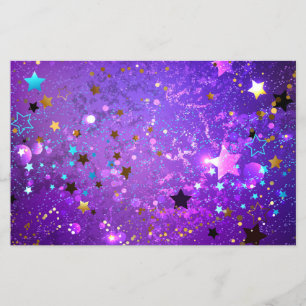 Prospectus 14 Cm X 21,6 Cm Arrière - plan de feuille violet avec étoiles