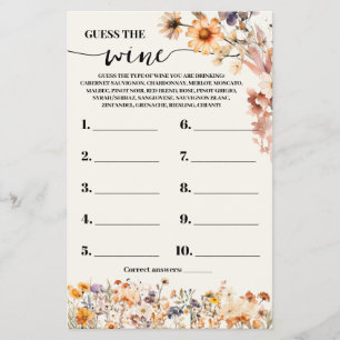 Prospectus 14 Cm X 21,6 Cm Automne Fleur sauvage Guess the Wine Showine Game 