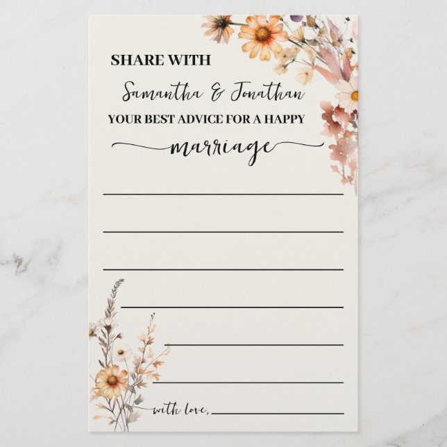 Prospectus 14 Cm X 21,6 Cm Avis des Fleurs sauvages d'automne pour une carte  (Devant)