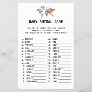 Prospectus 14 Cm X 21,6 Cm Baby Animal Game Baby shower de voyage