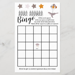 Prospectus 14 Cm X 21,6 Cm Baby shower baleine Belle Dream Bingo Carte de jeu