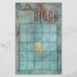 Prospectus 14 Cm X 21,6 Cm Baby shower BINGO "Gold Baby Dolphin"